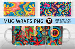 Hippie Retro Mug Wrap Sublimation Designs Product Image 1