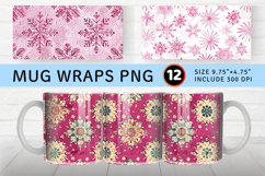 Pink Snowflakes Embroidery Mug Wrap Sublimation Designs Product Image 1