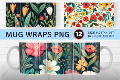 Festive Flowers Garden Mug Wrap Sublimation Designs Product Image 1