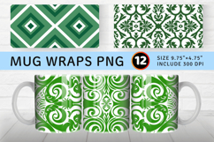 Green and White Mug Wrap Sublimation Designs Product Image 1