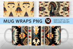 Retro Native American Mug Wrap Sublimation Designs Product Image 1