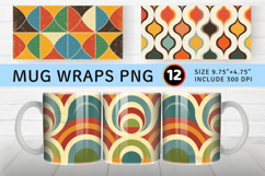 Retro Geometric Mug Wrap Sublimation Designs Product Image 1
