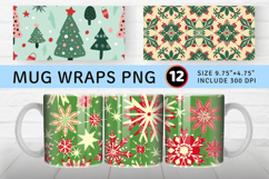 Red and Green Pastel Christmas Mug Wrap Sublimation Designs Product Image 1
