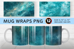 Teal Galaxy Glitter Mug Wrap Sublimation Designs Product Image 1