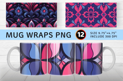 Magenta and Blue Mug Wrap Sublimation Designs Product Image 1
