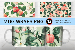 Cottage core Floral Apple Garden Mug Wrap Sublimation Design Product Image 1