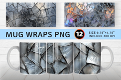 Silver Frosted Stained Glass Mug Wrap Sublimation Designs Product Image 1