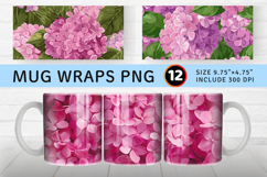 Pink Hydrangeas Mug Wrap Sublimation Designs Product Image 1