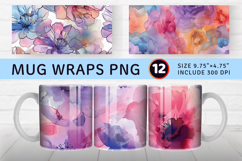 Watercolor Pastel Alcohol Ink Flowers Mug Wrap Sublimation D Product Image 1