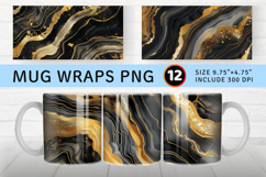 Black &amp; Gold Agate Mug Wrap Sublimation Designs Product Image 1