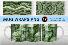 Soft Green Crochet Fabric Mug Wrap Sublimation Designs Product Image 1
