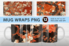 Vintage Rust Chinoiserie Funky Mug Wrap Sublimation Designs Product Image 1