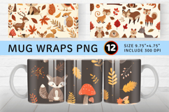 Autumn Woodland Animals Mug Wrap Sublimation Designs Product Image 1