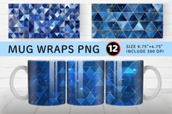 Blue Glittery Geometric Mug Wrap Sublimation Designs Product Image 1