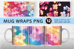 Rainbow Cherry Blossom Floral Mug Wrap Sublimation Designs Product Image 1