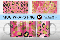 Pink and Gold Leopard Mug Wrap Sublimation Designs Product Image 1