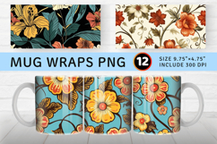 Retro Florals Mug Wrap Sublimation Designs Product Image 1