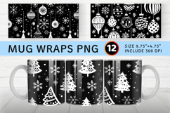 Black and White Christmas Mug Wrap Sublimation Designs Product Image 1