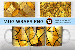 Gold Stained Glass Mug Wrap Sublimation Designs Product Image 1