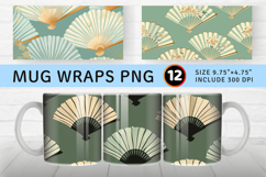 Mint Japanese Fan Mug Wrap Sublimation Designs Product Image 1