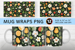 Spring Floral Fruits Mug Wrap Sublimation Designs Product Image 1