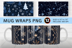 Dark Blue Christmas Mug Wrap Sublimation Designs Product Image 1