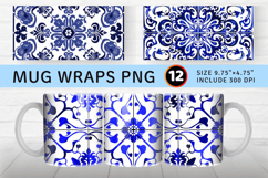 Portuguese Azulejo Blue Delft Mug Wrap Sublimation Designs Product Image 1