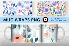 Pastel Watercolor Floral Mug Wrap Sublimation Designs Product Image 1