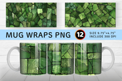 Sage Green Stained Glass Mug Wrap Sublimation Designs Product Image 1