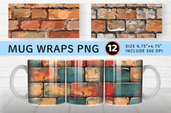 Bricks Printable Mug Wrap Sublimation Designs Product Image 1