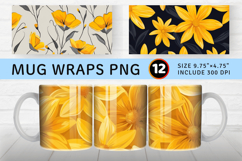 Yellow Flowers Mug Wrap Sublimation Designs Product Image 1