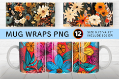 Boho Flowers Garden Mug Wrap Sublimation Designs Product Image 1