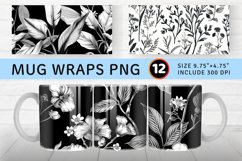 Black &amp; White Botanical Mug wrap Sublimation Designs Product Image 1