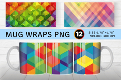Geometric shape Rainbow Mug Wrap Sublimation Designs Product Image 1