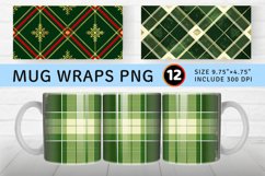 Green Plaid Christmas Mug wrap Sublimation Designs Product Image 1