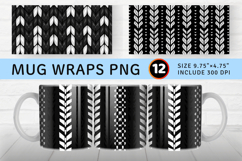 Black &amp; White Knitted Mug Wrap Sublimation Designs Product Image 1