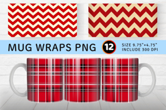 Red plaid Christmas Mug Wrap Sublimation Designs Product Image 1