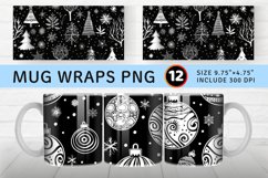 Black &amp; White Holiday Mug wrap Sublimation Designs Product Image 1