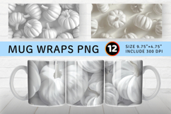 3D White Pumpkins Mug Wrap Sublimation Designs Product Image 1