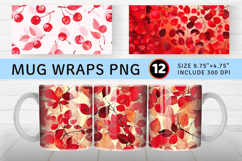 Cherry Leaves Mug Wrap Sublimation Designs Product Image 1