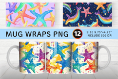 Rainbow Starfish Mug Wrap Sublimation Designs Product Image 1