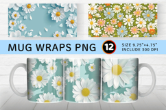 Spring Themed Daisy Floral Mug Wrap Sublimation Designs Product Image 1