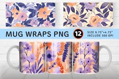 Peach &amp; Lavender Floral Mug wrap Sublimation Designs Product Image 1