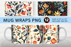 Boho Floral Ephemera Vintage Mug Wrap Sublimation Designs Product Image 1