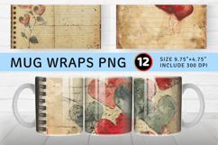Vintage Hearts Junk Journal mug wrap sublimation Designs Product Image 1