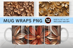 Wooden 3D Flowers Mug Wrap Sublimation Designs Product Image 1
