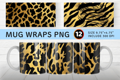 Gold Black Animal Print Mug Wrap Sublimation Designs Product Image 1