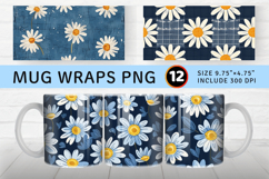 Daisies Bloom Swatches Denim Mug Wrap Sublimation Designs Product Image 1