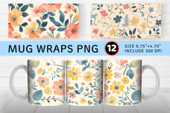 Pastel Floral Book Mug Wrap Sublimation Designs Product Image 1