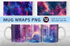 Galaxy Glitter Vibrant Celestial Mug Wrap Sublimation Design Product Image 1